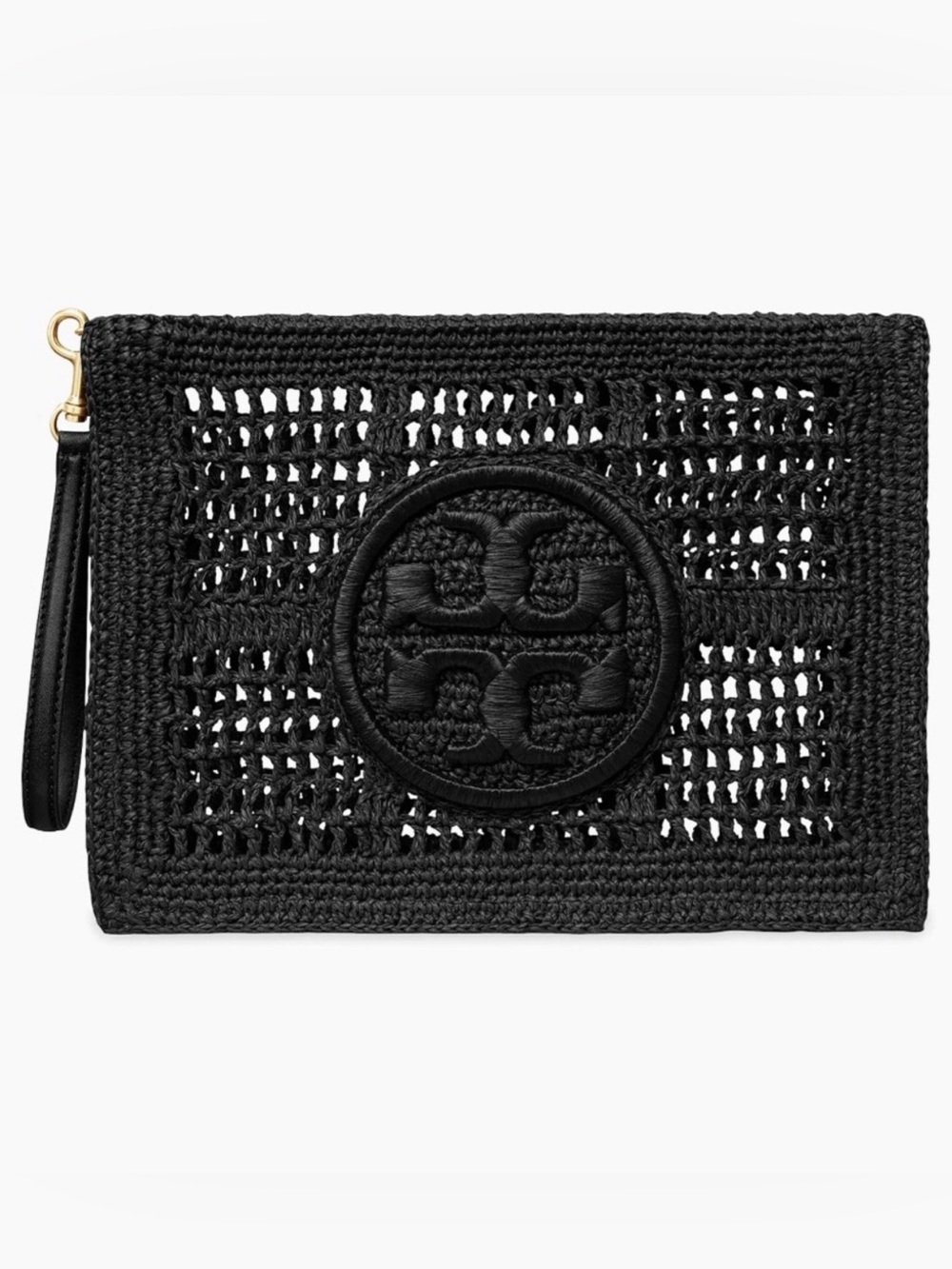 NWT Tory Burch Ella Crocheted Raffia Pouch
